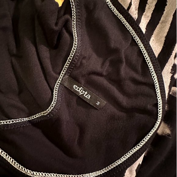 Edista Black & Beige Embellished Graphic Long Tank Top Medium - Picture 3 of 7